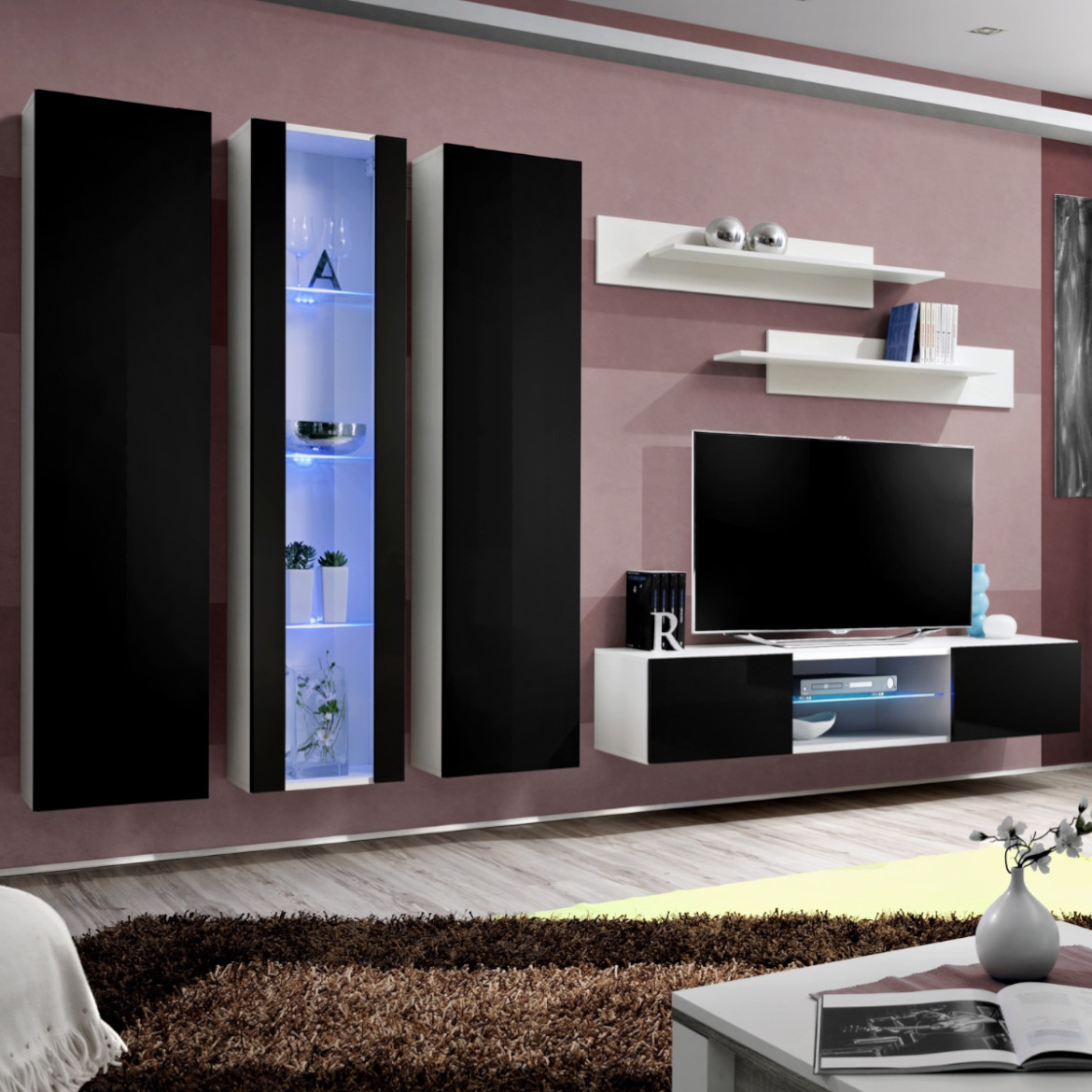 Regal  Fly P4 280x29x170 cm crna/bela