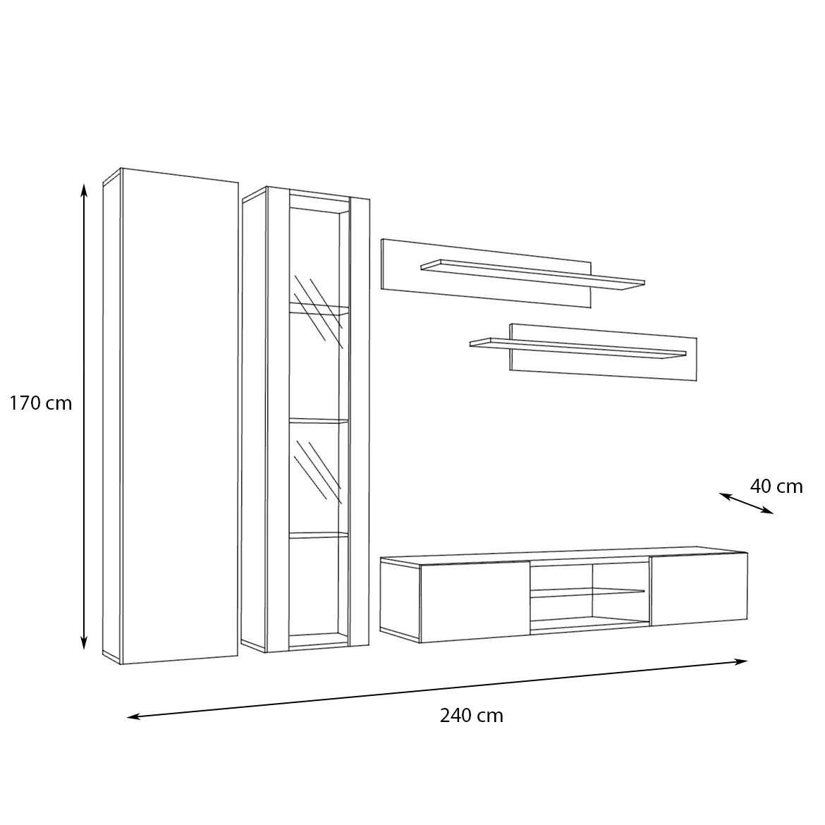 Regal Fly 4 240x40x170 cm bela