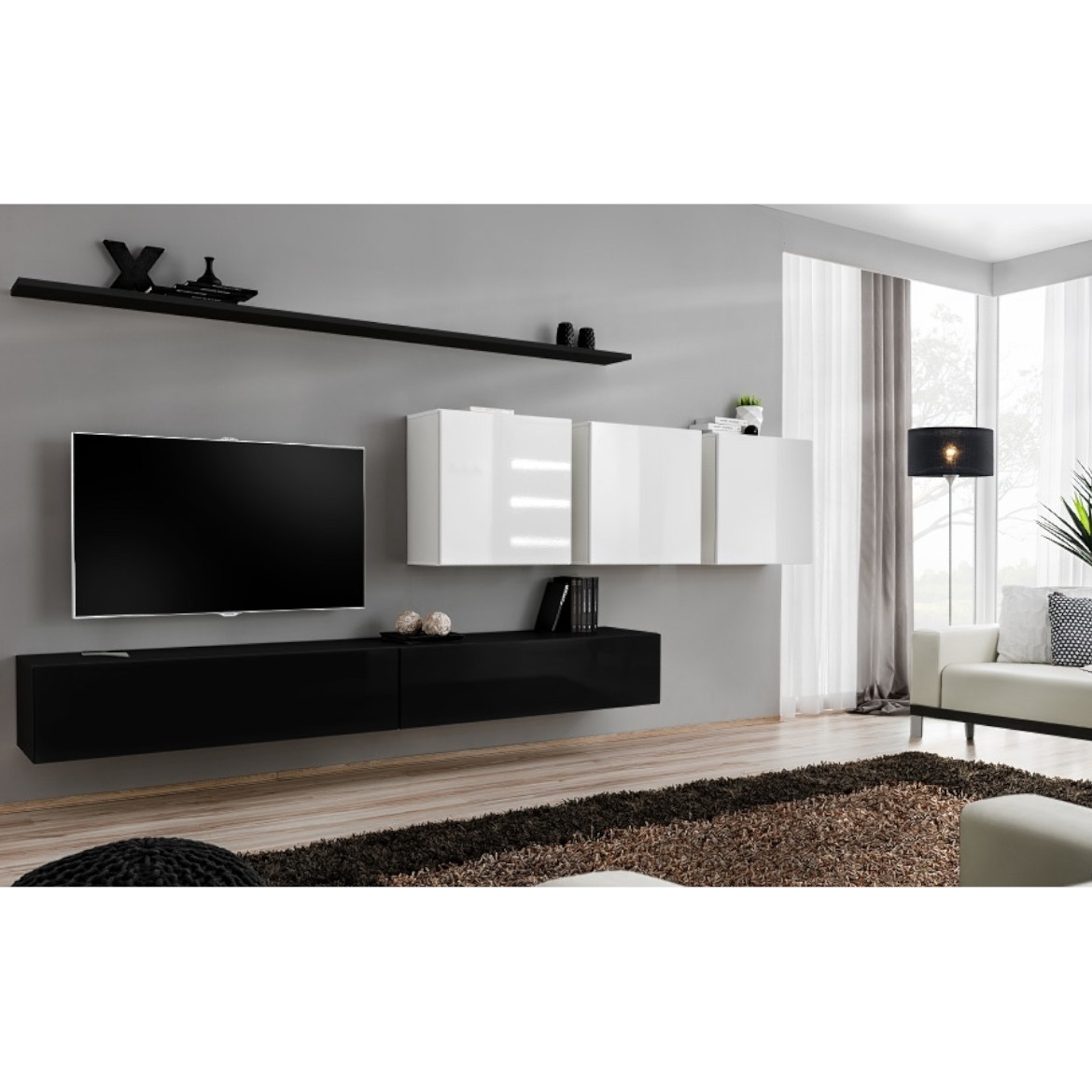 Regal  Switch VII 330x40x150 cm crna/bela