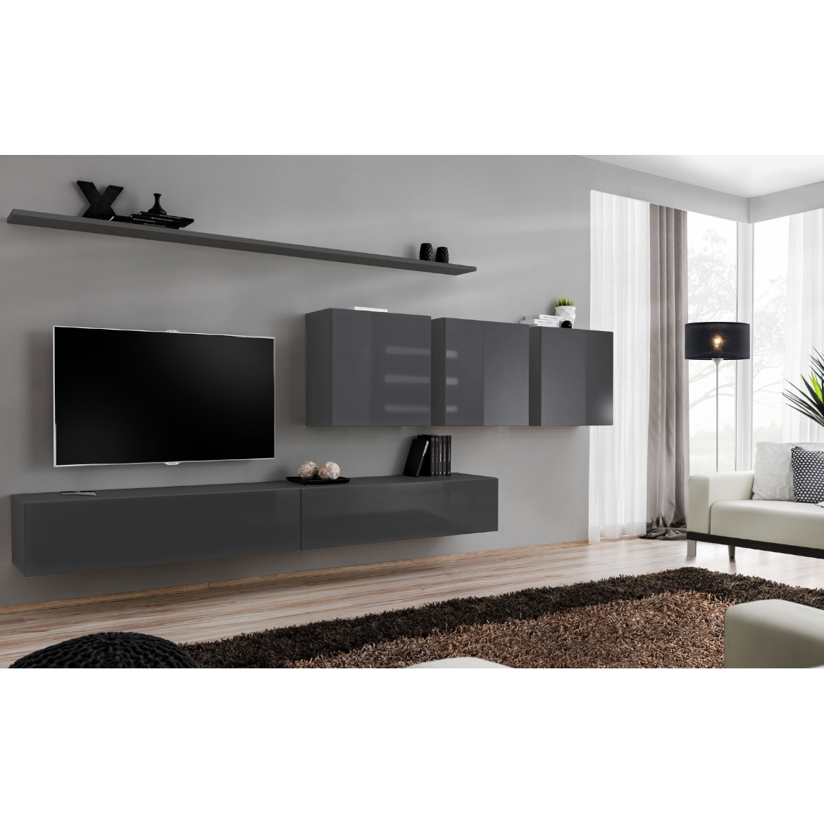 Regal  Switch VII 330x40x150 cm siva
