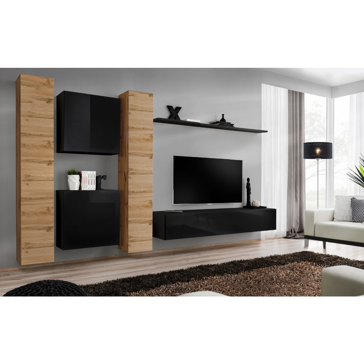 Regal  Switch VI 330x40x180 cm natur/crna