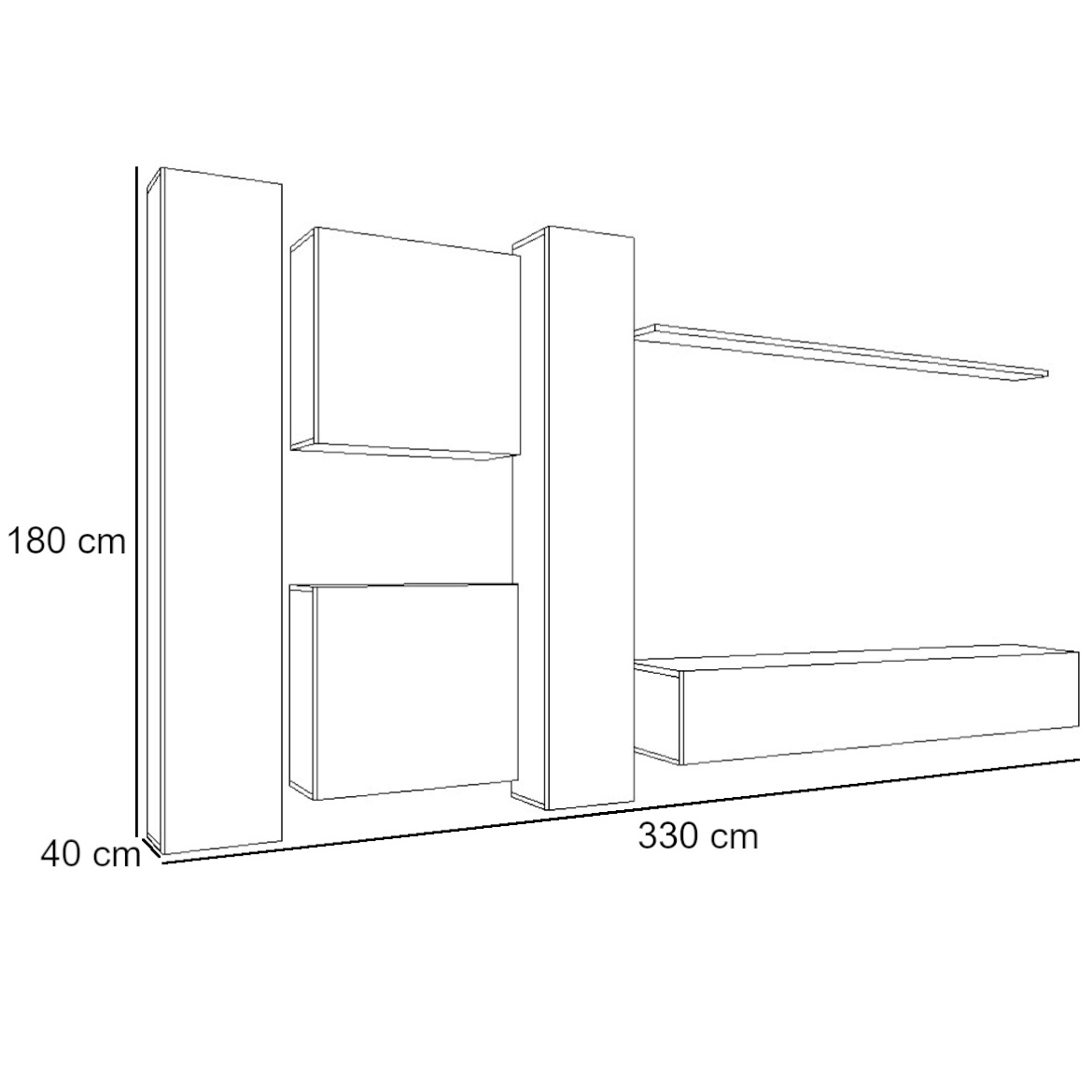 Regal  Switch VI 330x40x180 cm crna/siva