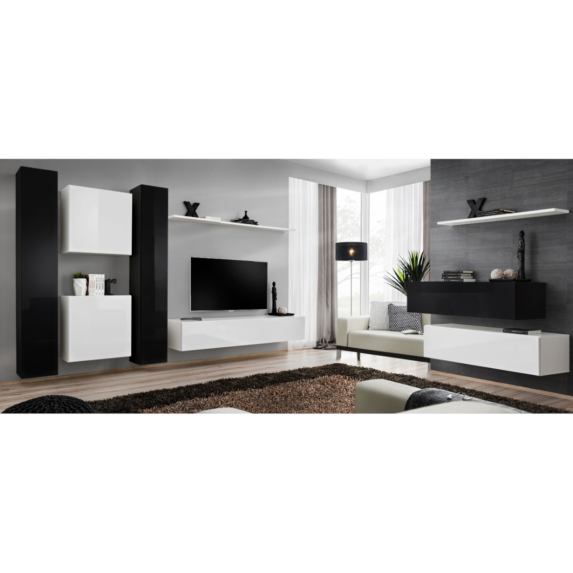 Regal  Switch VI 330x40x180 cm crna/bela
