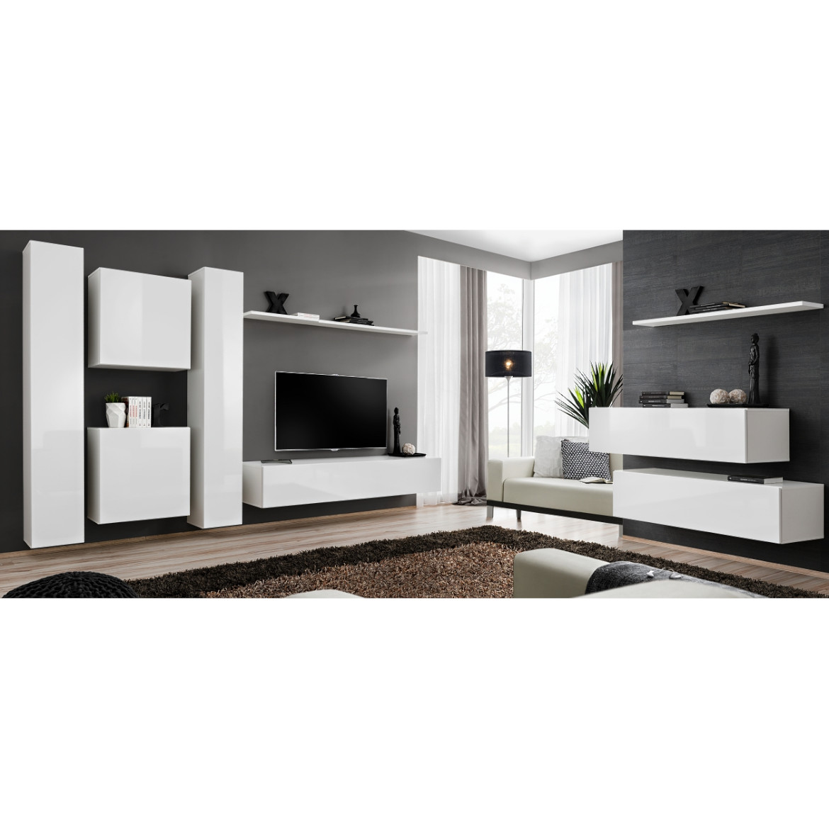Regal  Switch VI 330x40x180 cm bela