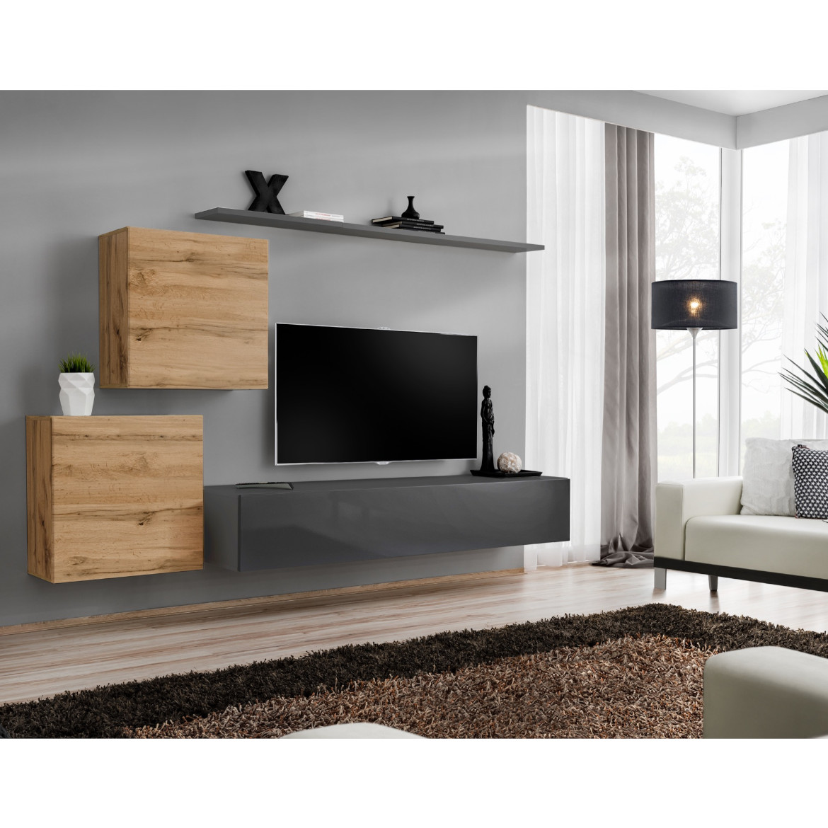 Regal  Switch V 250x40x150 cm natur/siva