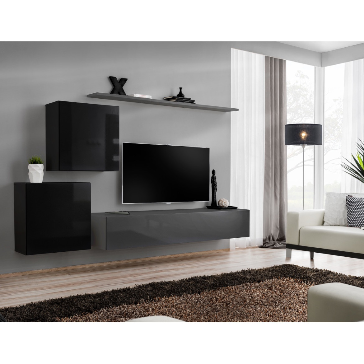 Regal  Switch V 250x40x150 cm crna/siva