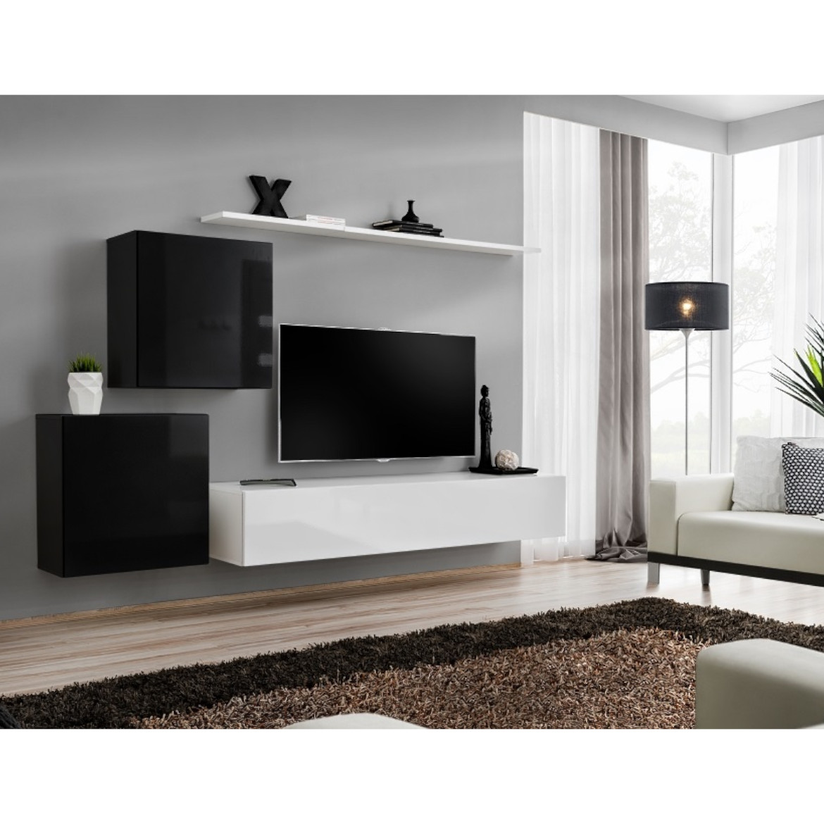 Regal  Switch V 250x40x150 cm crna/bela