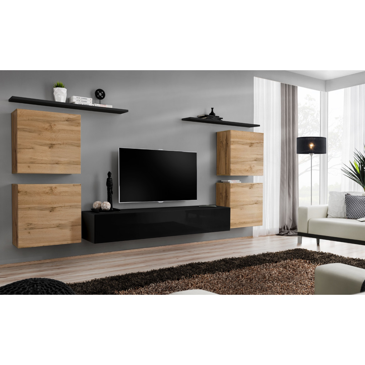 Regal  Switch IV 320x40x130 cm natur/crna