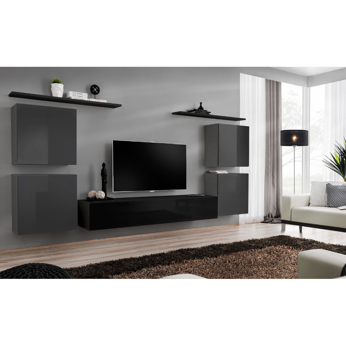 Regal  Switch IV 320x40x130 cm siva/crna