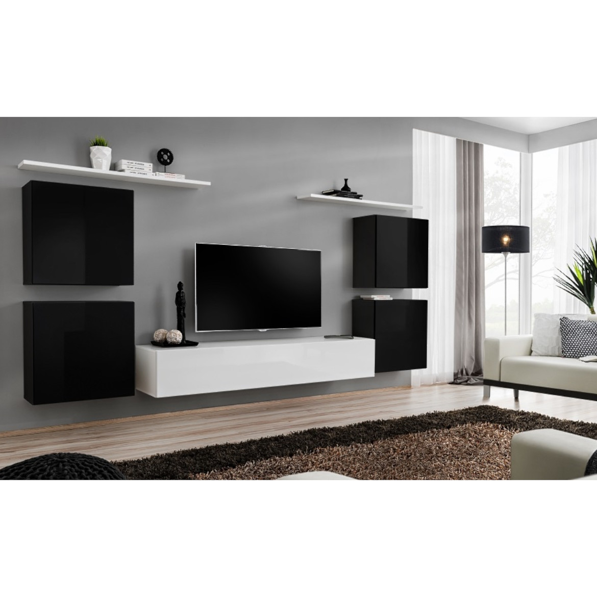 Regal  Switch IV 320x40x130 cm crna/bela
