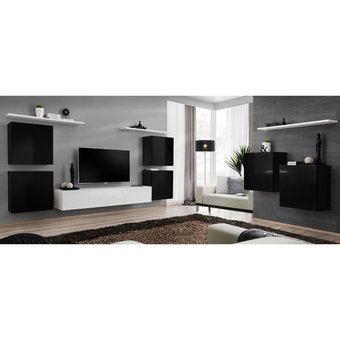Regal  Switch IV 320x40x130 cm crna/bela