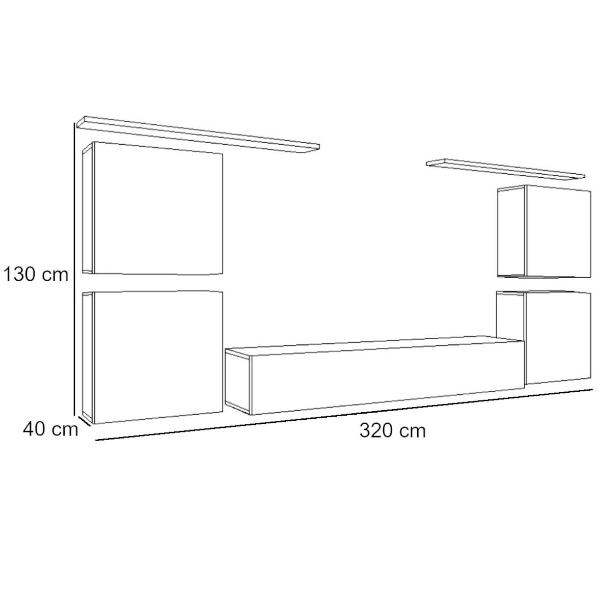 Regal  Switch IV 320x40x130 cm crna/bela