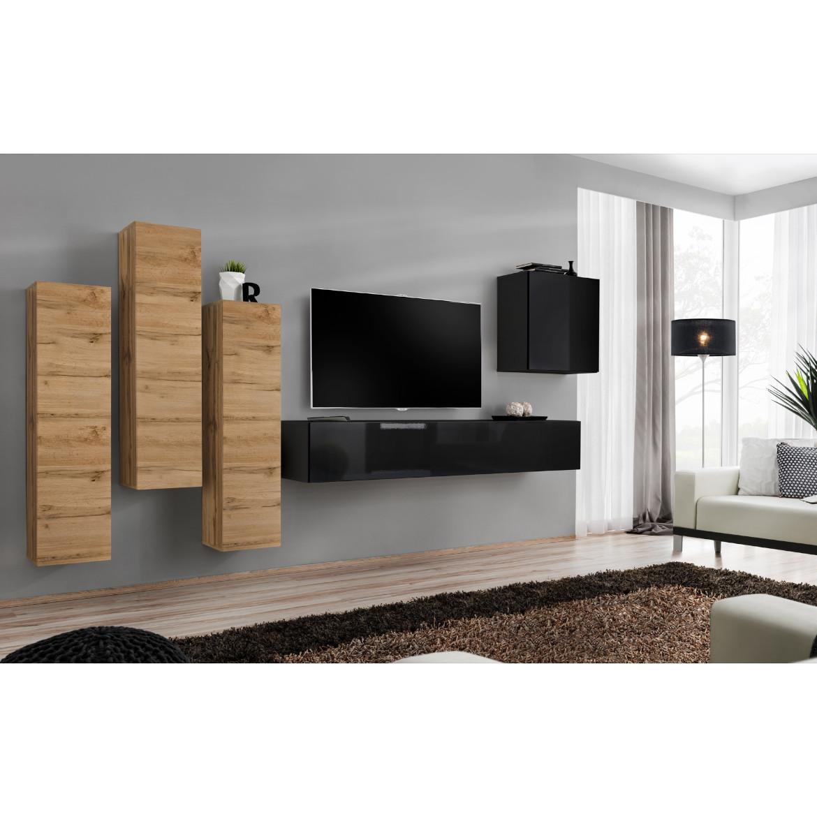 Regal  Switch III 330x40x160 cm natur/crna
