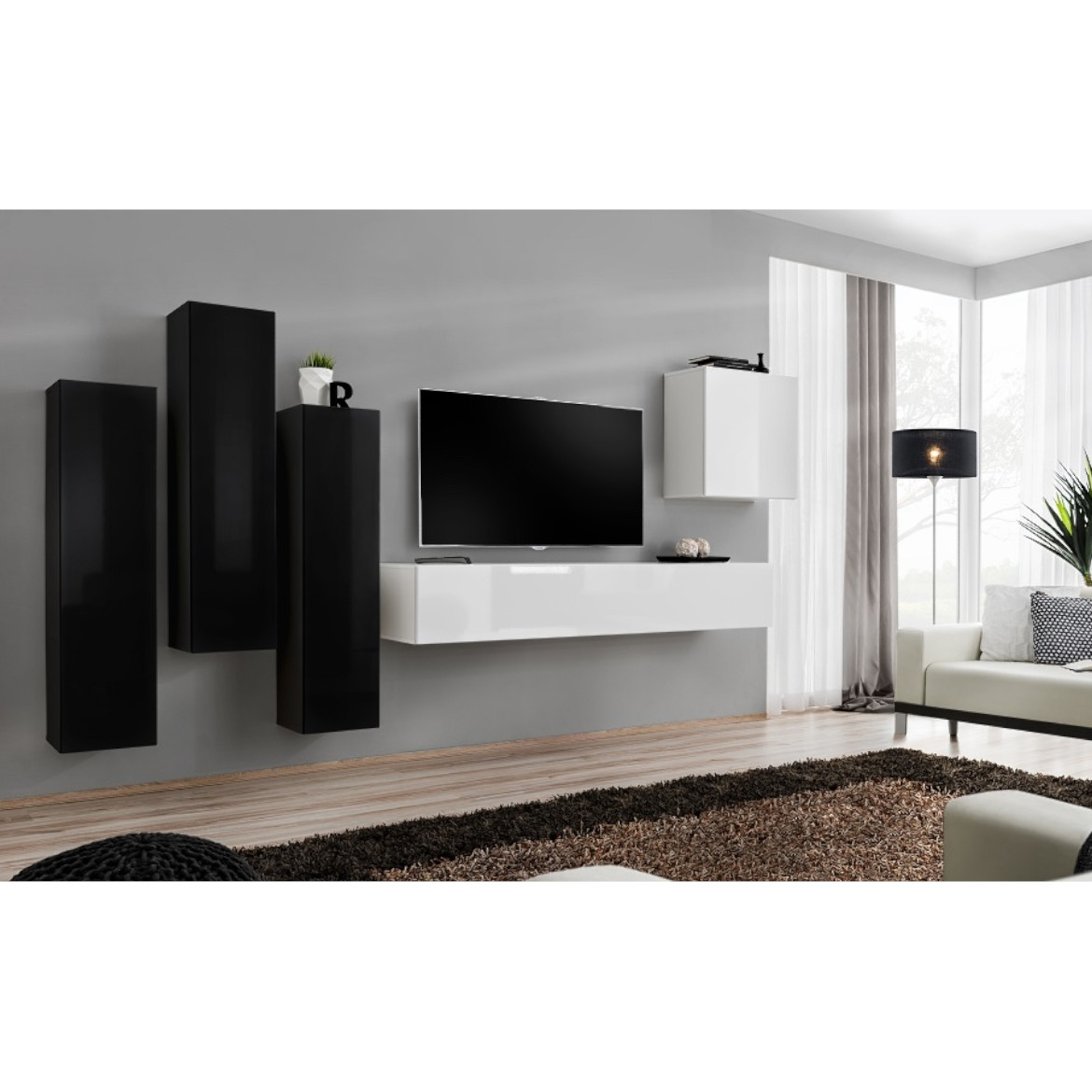 Regal  Switch III 330x40x160 cm crna/bela