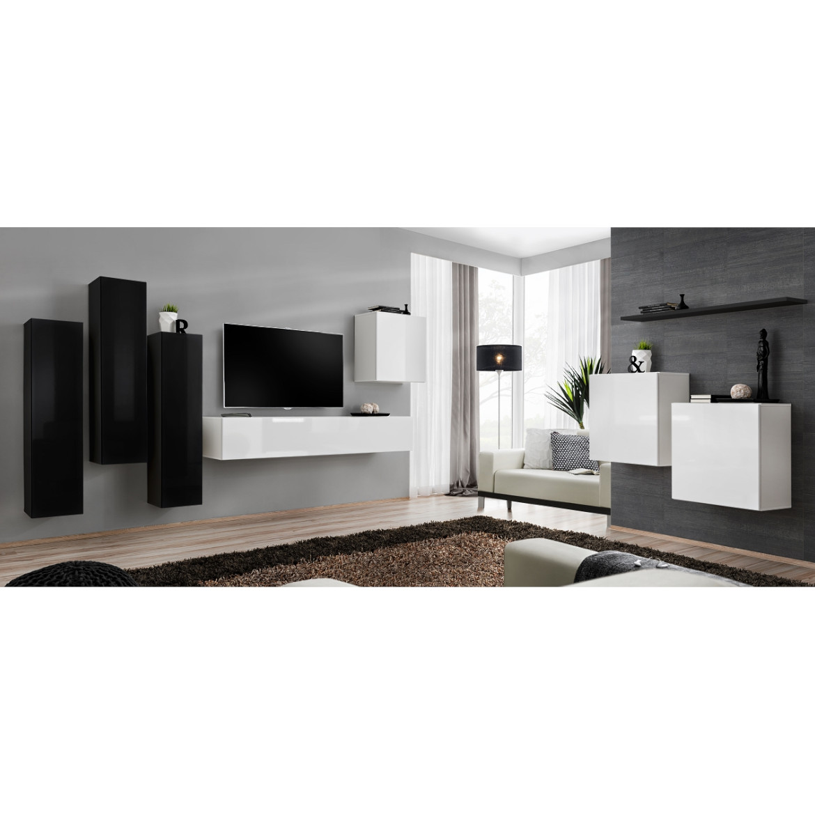 Regal  Switch III 330x40x160 cm crna/bela