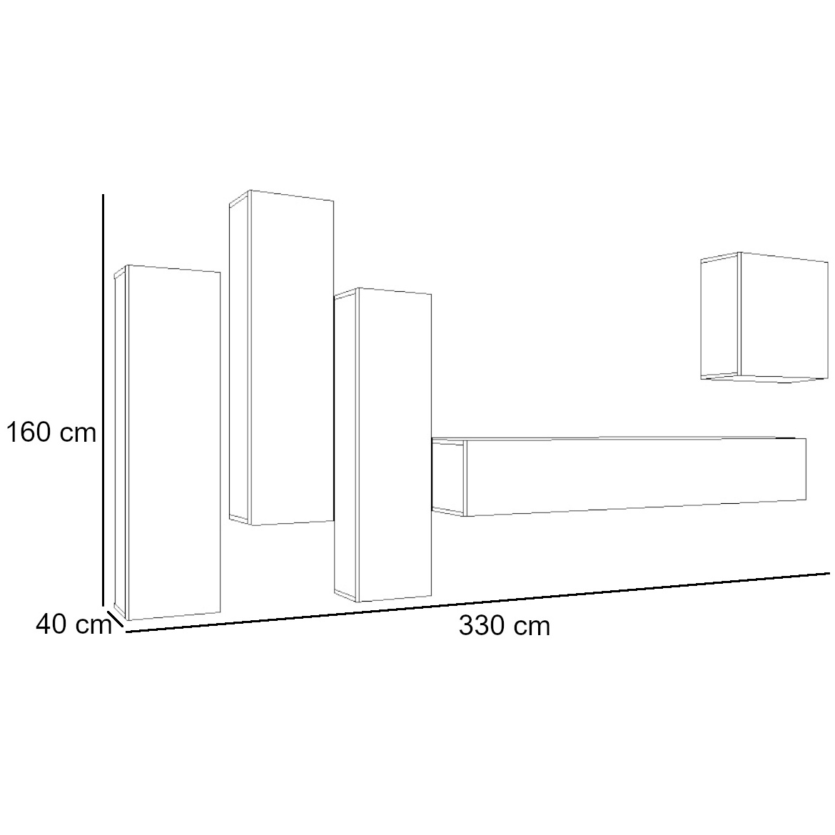 Regal  Switch III 330x40x160 cm crna/bela