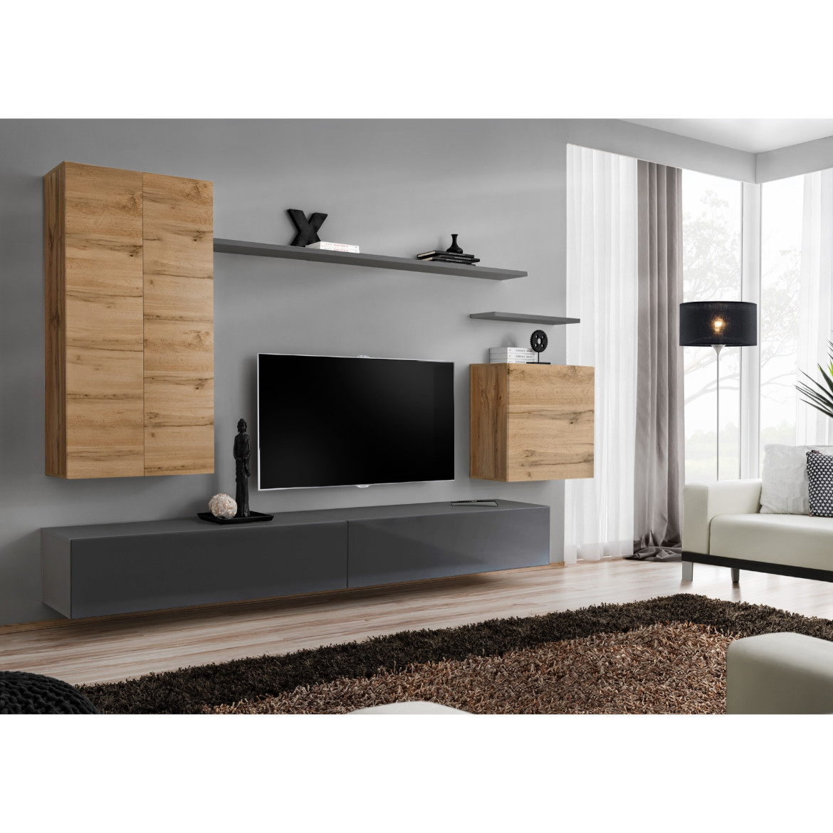 Regal  Switch II 270x40x160 cm natur/siva