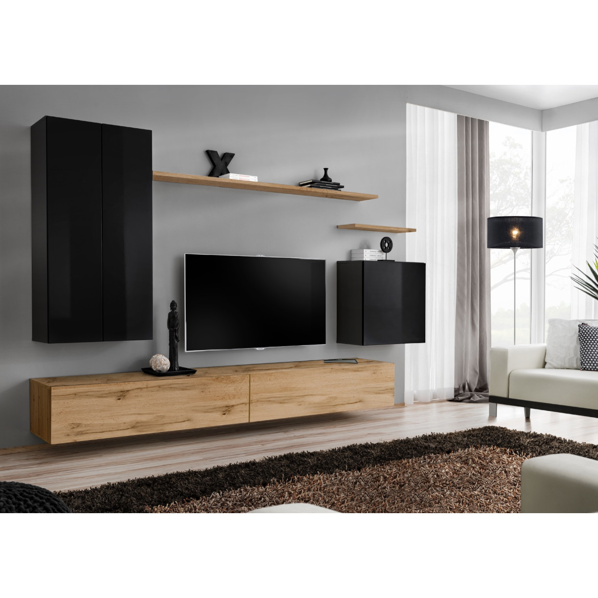Regal  Switch II 270x40x160 cm crna/natur