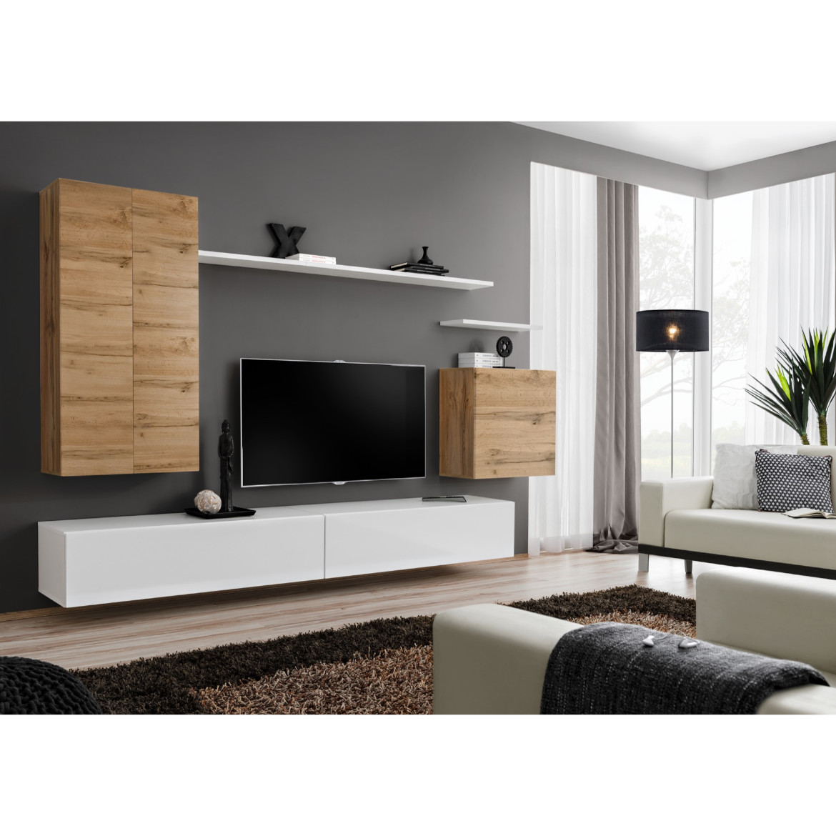 Regal  Switch II 270x40x160 cm natur/bela