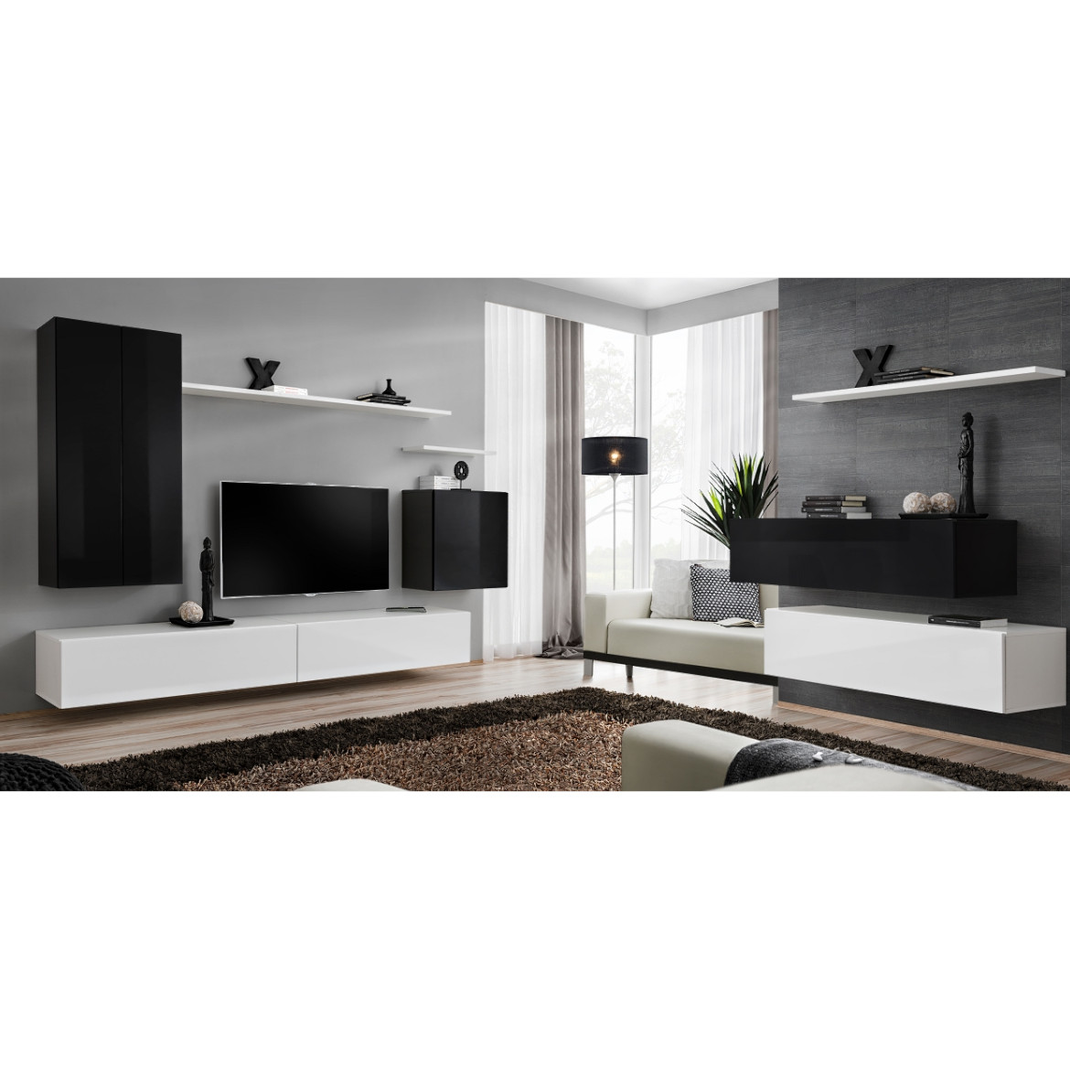 Regal  Switch II 270x40x160 cm crna/bela
