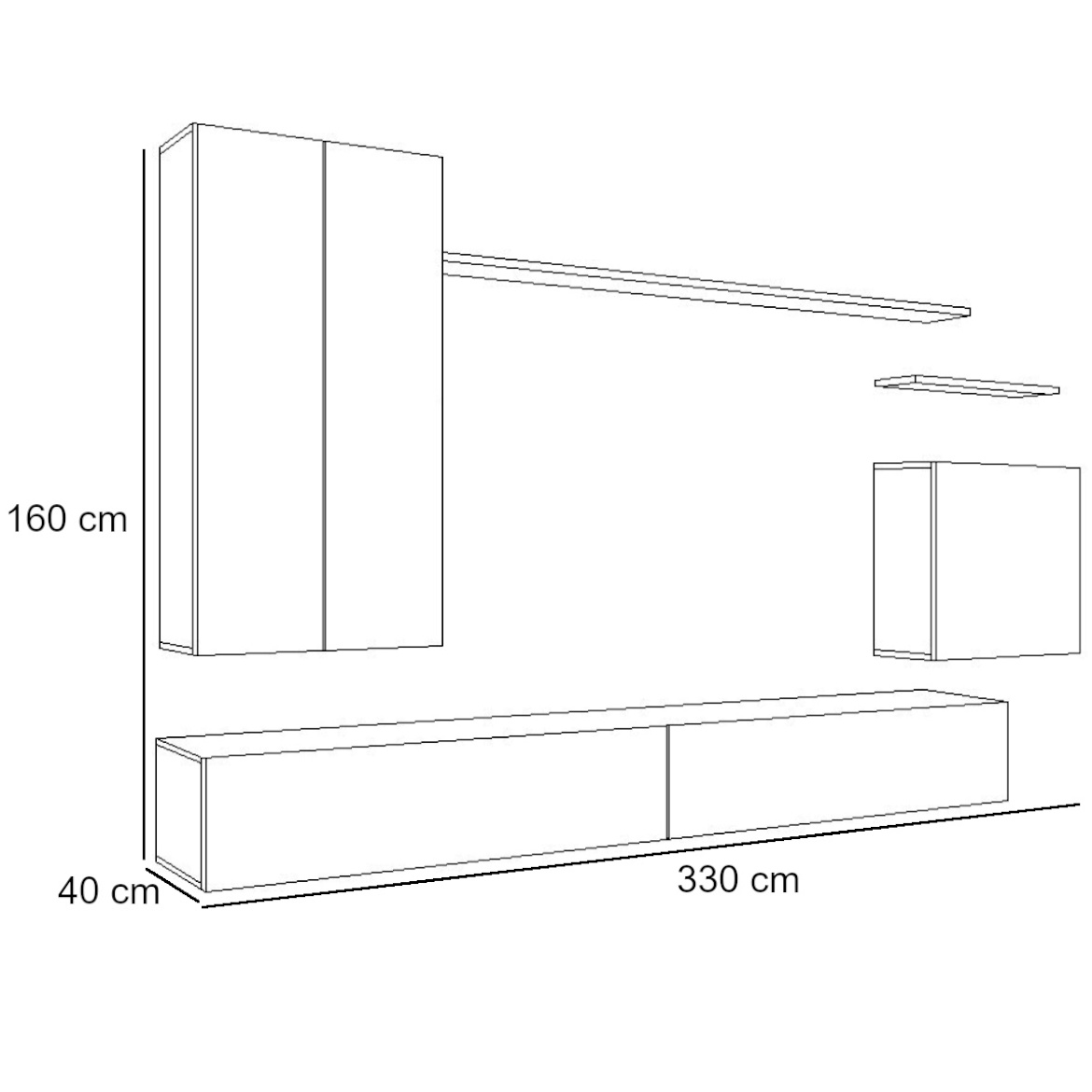 Regal  Switch II 270x40x160 cm crna/bela