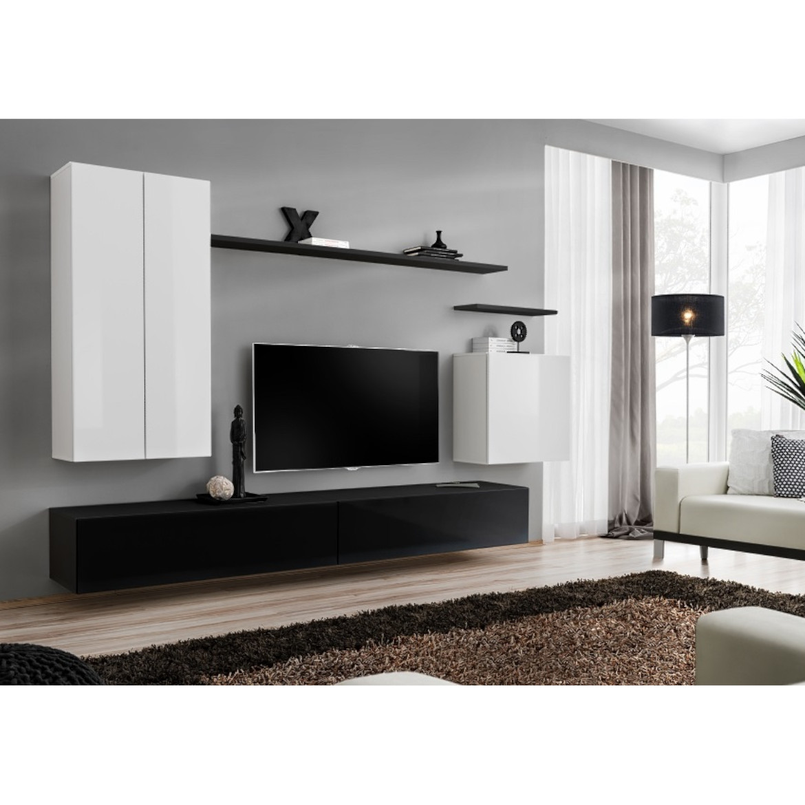 Regal  Switch II 270x40x160 cm bela/crna