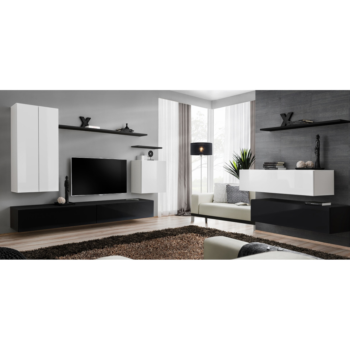 Regal  Switch II 270x40x160 cm bela/crna