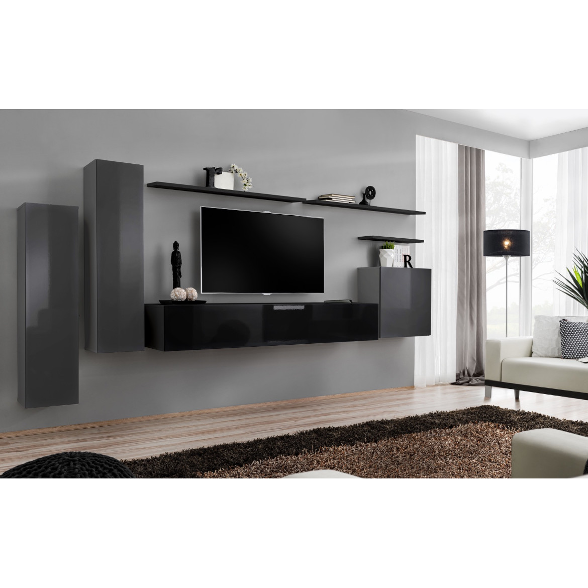 Regal  Switch I 330x40x160 cm siva/crna