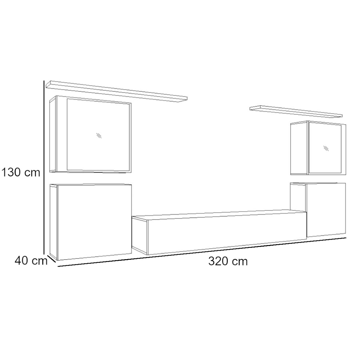 Regal  Switch XIV 330x40x160 cm+LED bela