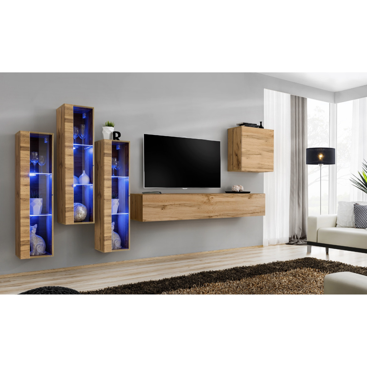 Regal  Switch XIII 330x40x160 cm+LED natur