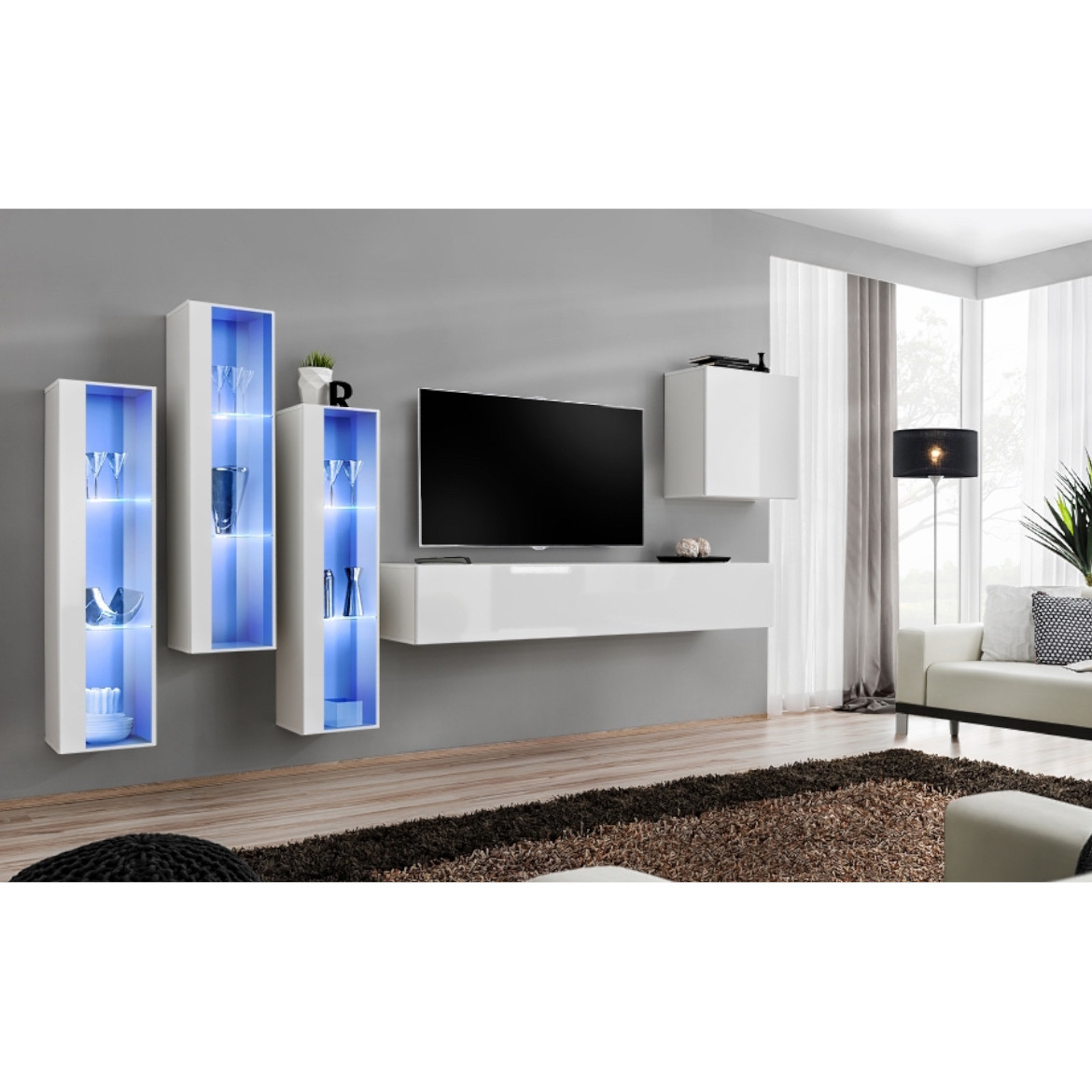 Regal  Switch XIII 330x40x160 cm+LED bela