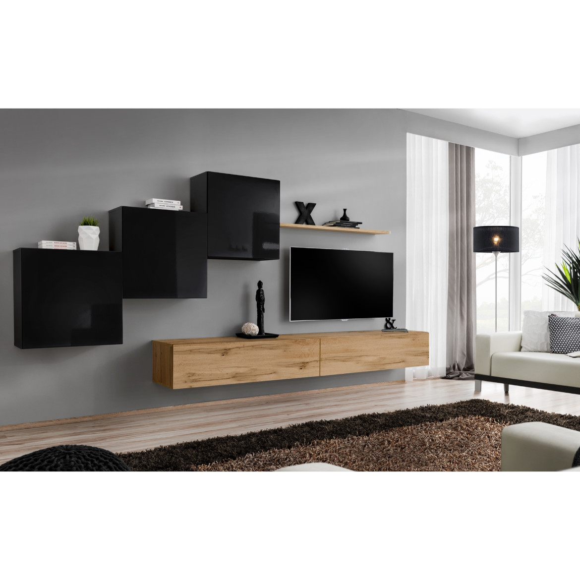 Regal  Switch X 330x40x160 cm crna/natur