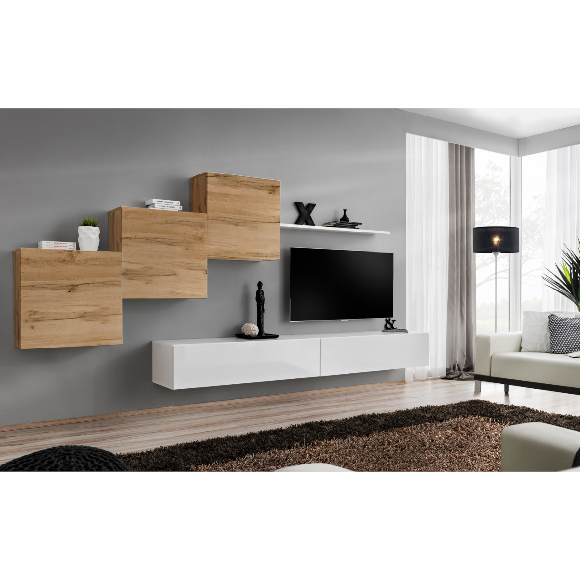 Regal  Switch X 330x40x160 cm natur/bela