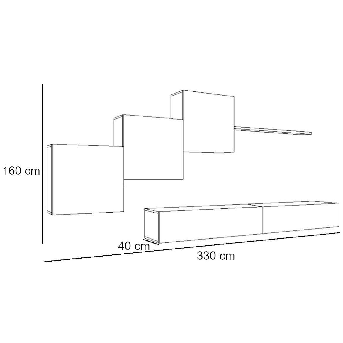 Regal  Switch X 330x40x160 cm bela/natur