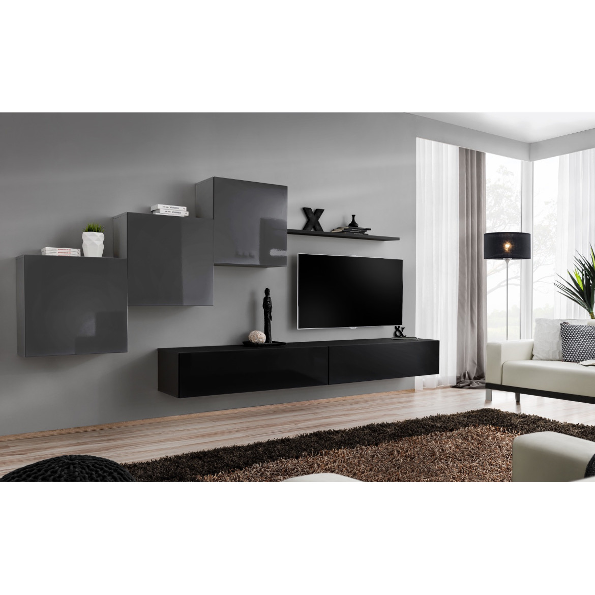Regal  Switch X 330x40x160 cm crna/siva