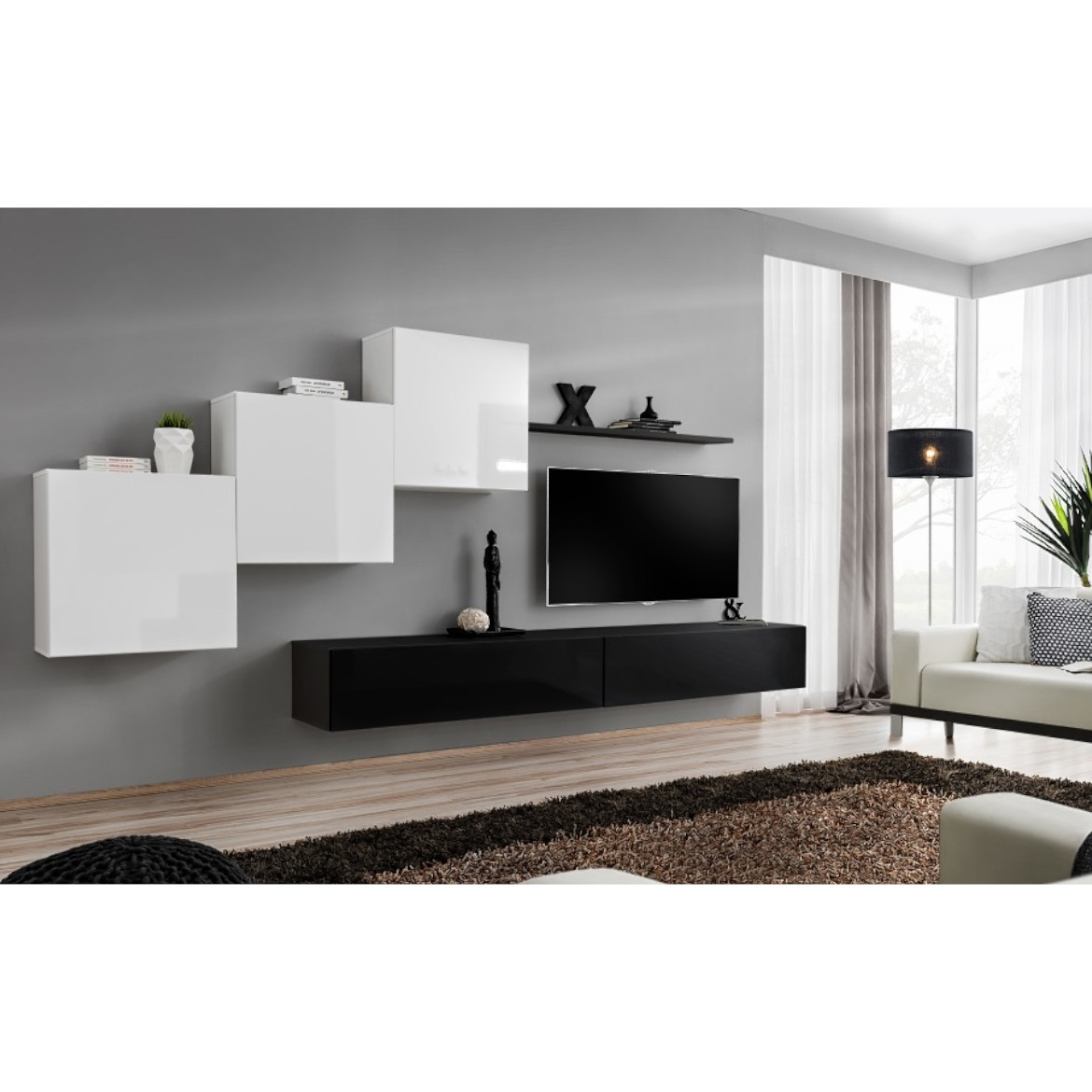 Regal  Switch X 330x40x160 cm bela/crna