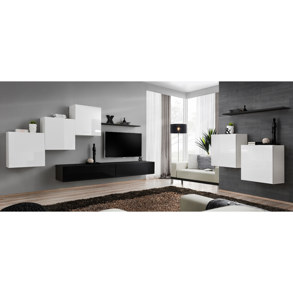 Regal  Switch X 330x40x160 cm bela/crna