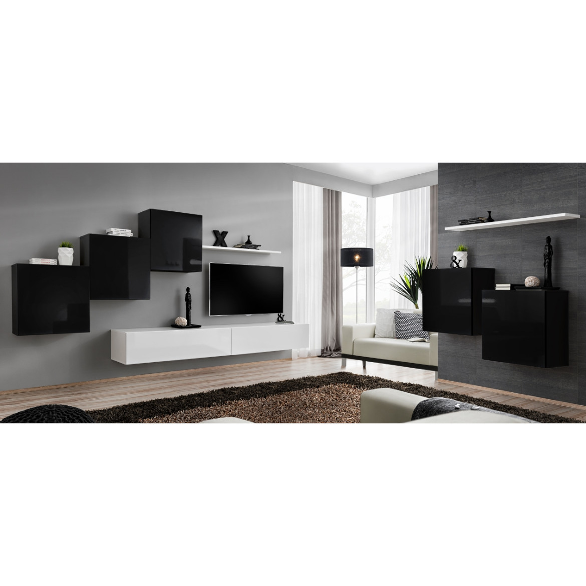 Regal  Switch X 330x40x160 cm crna/bela
