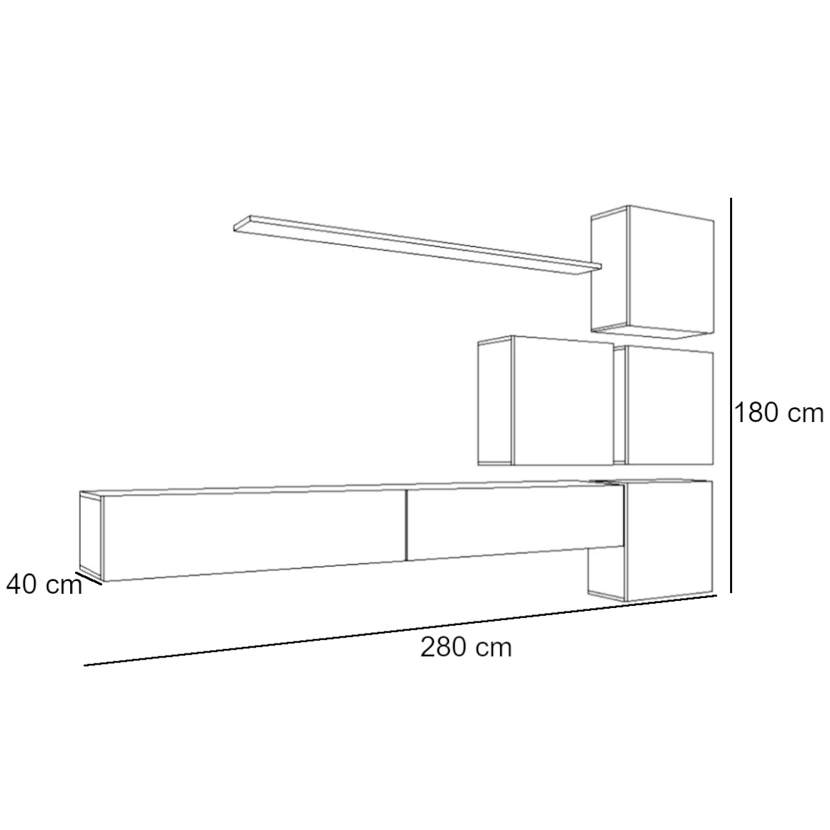 Regal  Switch IX 280x40x180 cm siva/natur