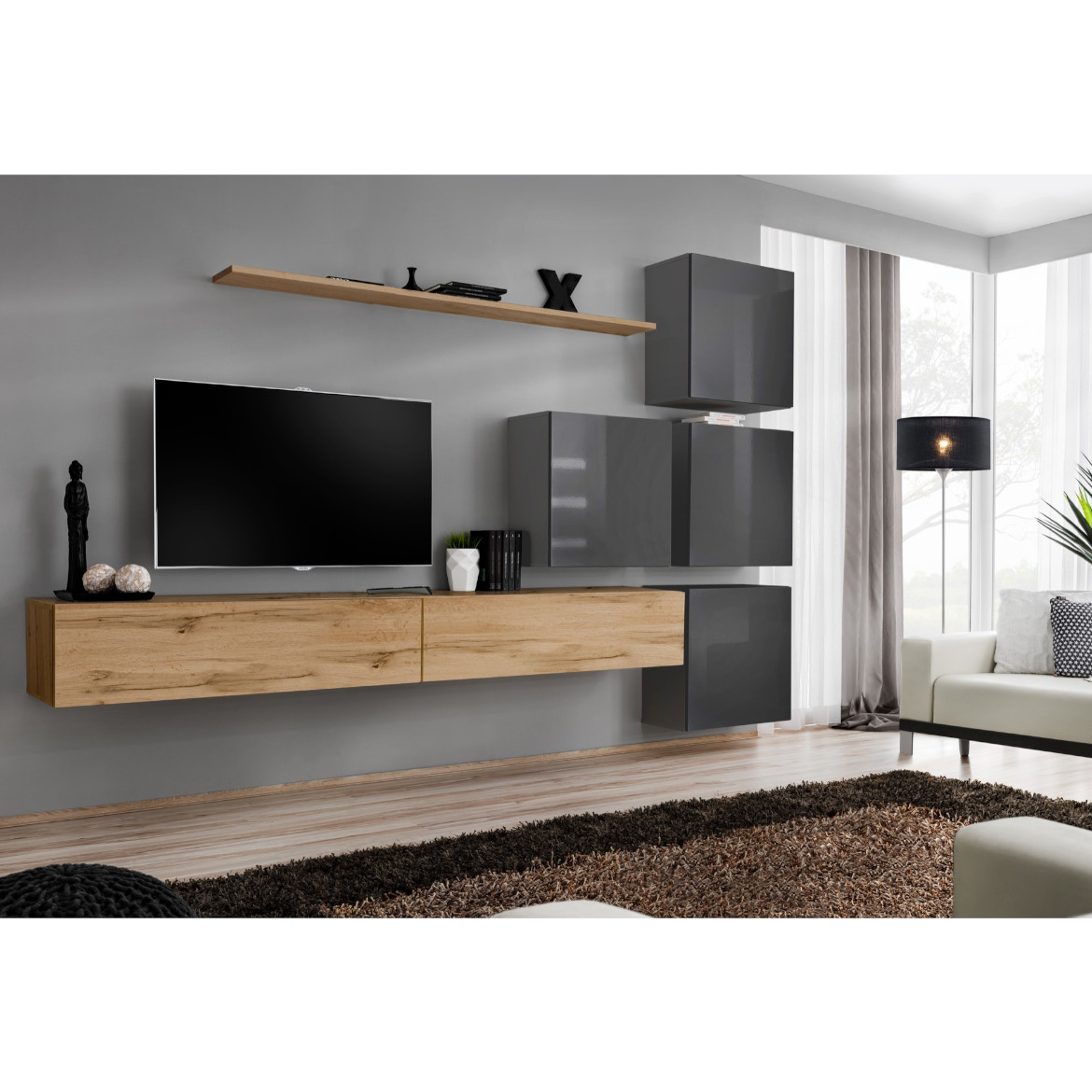 Regal  Switch IX 280x40x180 cm natur/siva