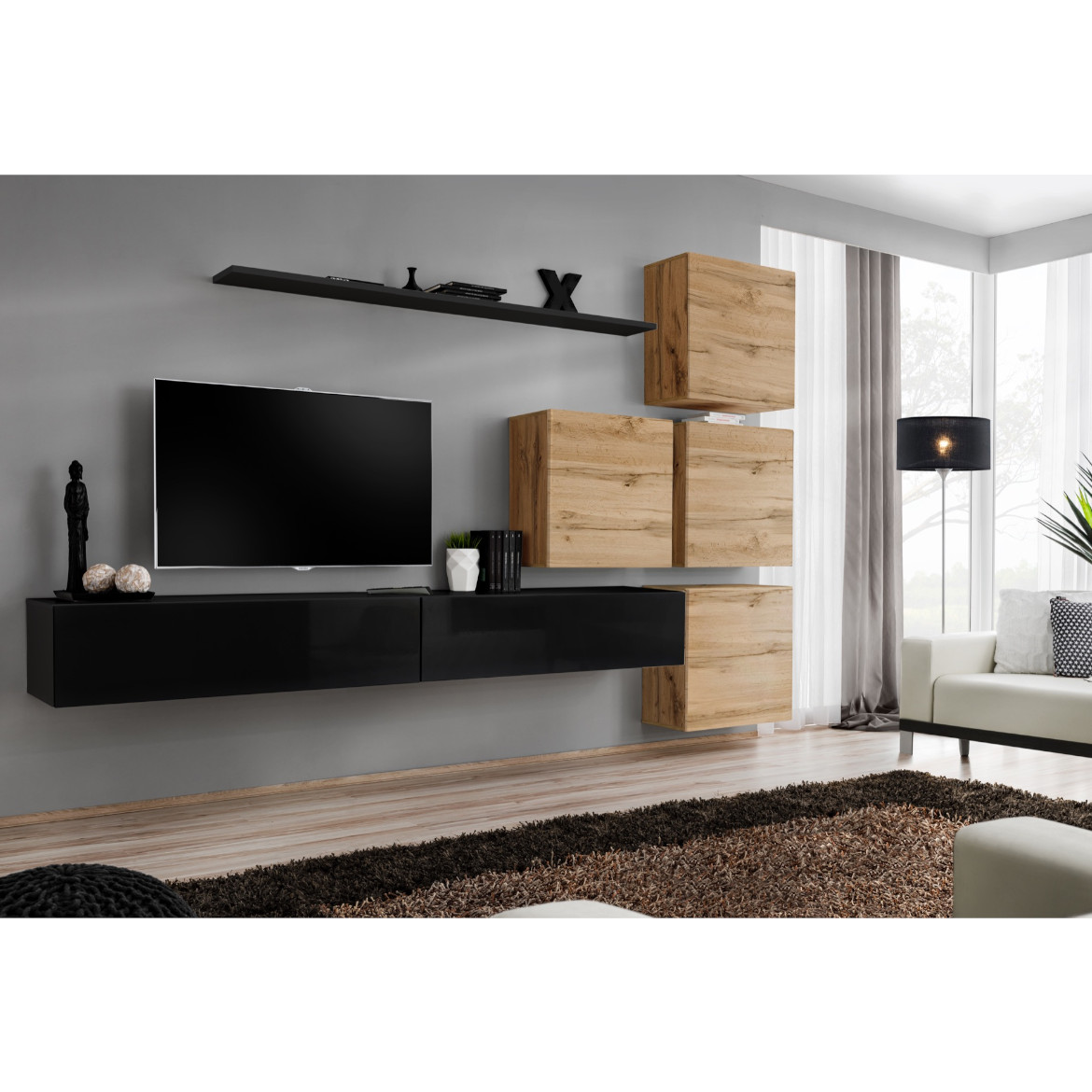 Regal  Switch IX 280x40x180 cm crna/natur