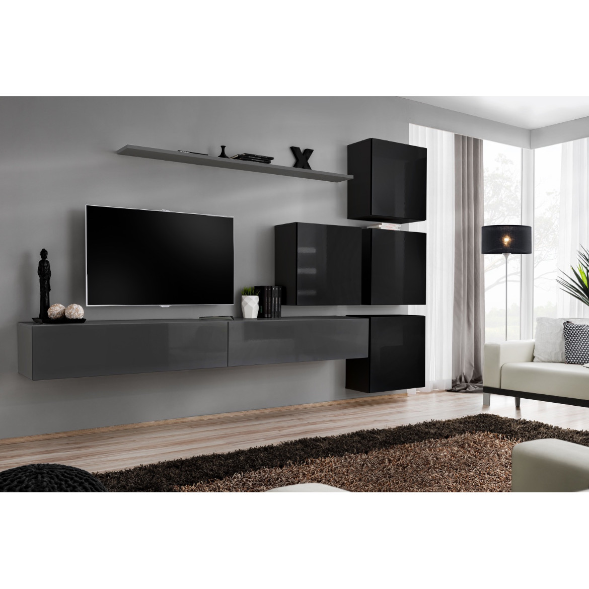 Regal  Switch IX 280x40x180 cm siva/crna