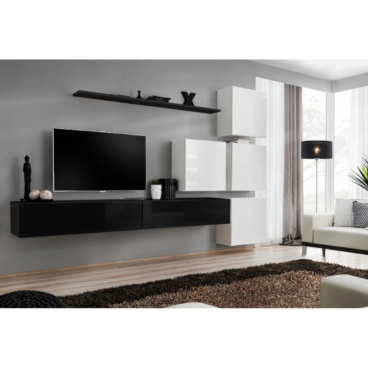 Regal  Switch IX 280x40x180 cm crna/bela