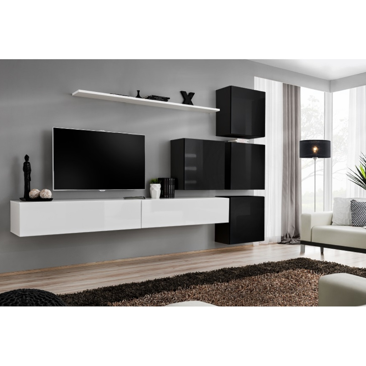 Regal  Switch IX 280x40x180 cm bela/crna