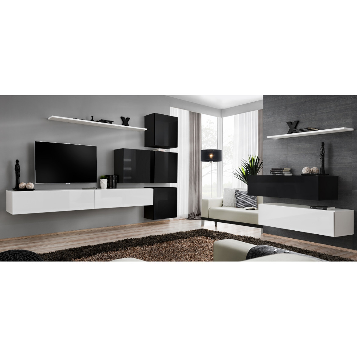 Regal  Switch IX 280x40x180 cm bela/crna