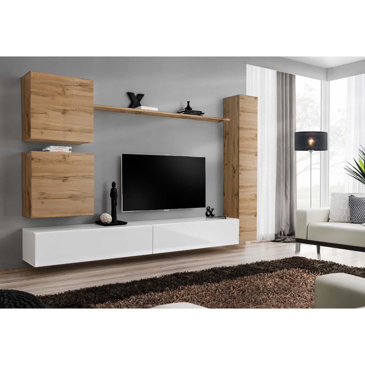 Regal  Switch VIII 280x40x180 cm natur/bela