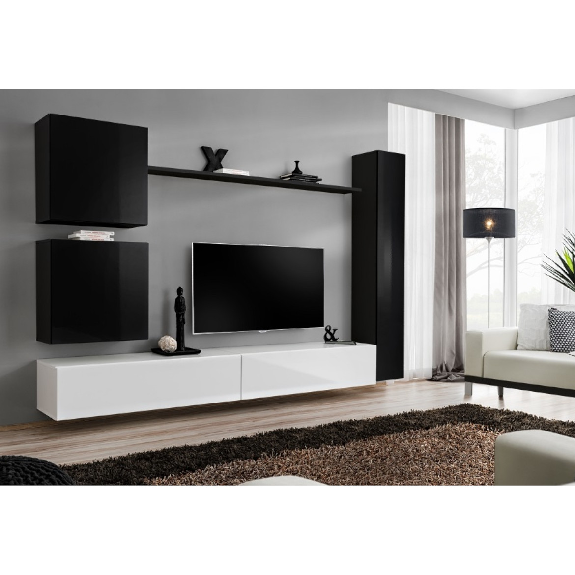 Regal  Switch VIII 280x40x180 cm crna/bela