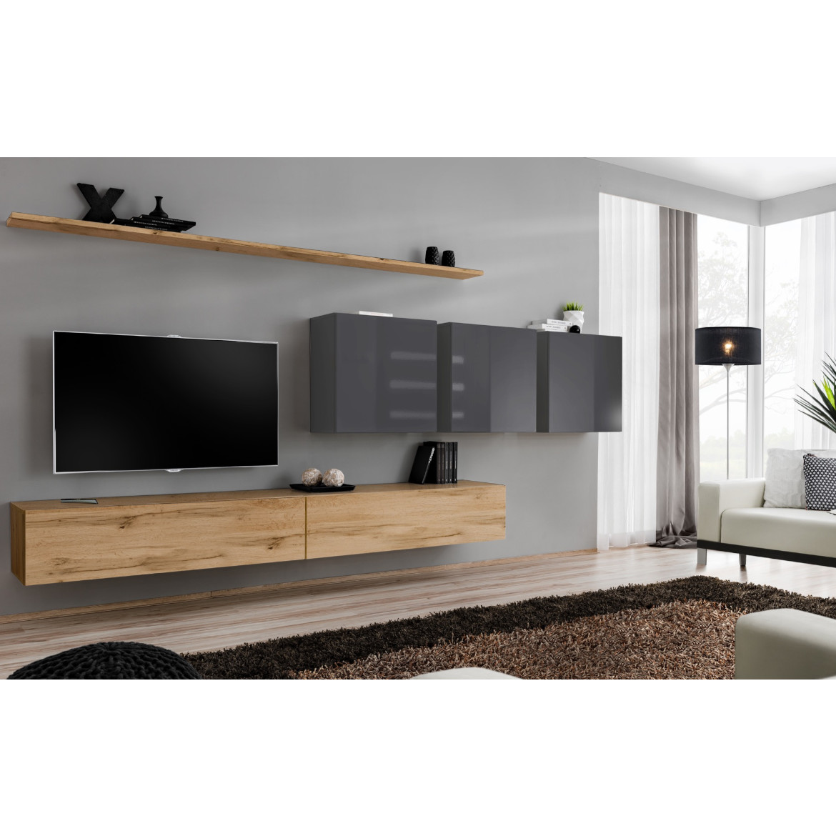 Regal  Switch VII 330x40x150 cm natur/siva