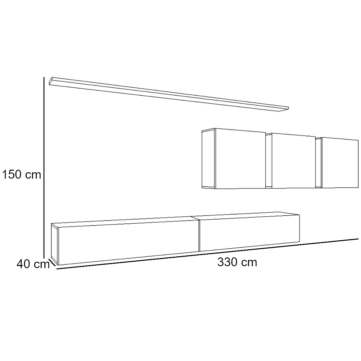 Regal  Switch VII 330x40x150 cm natur/siva