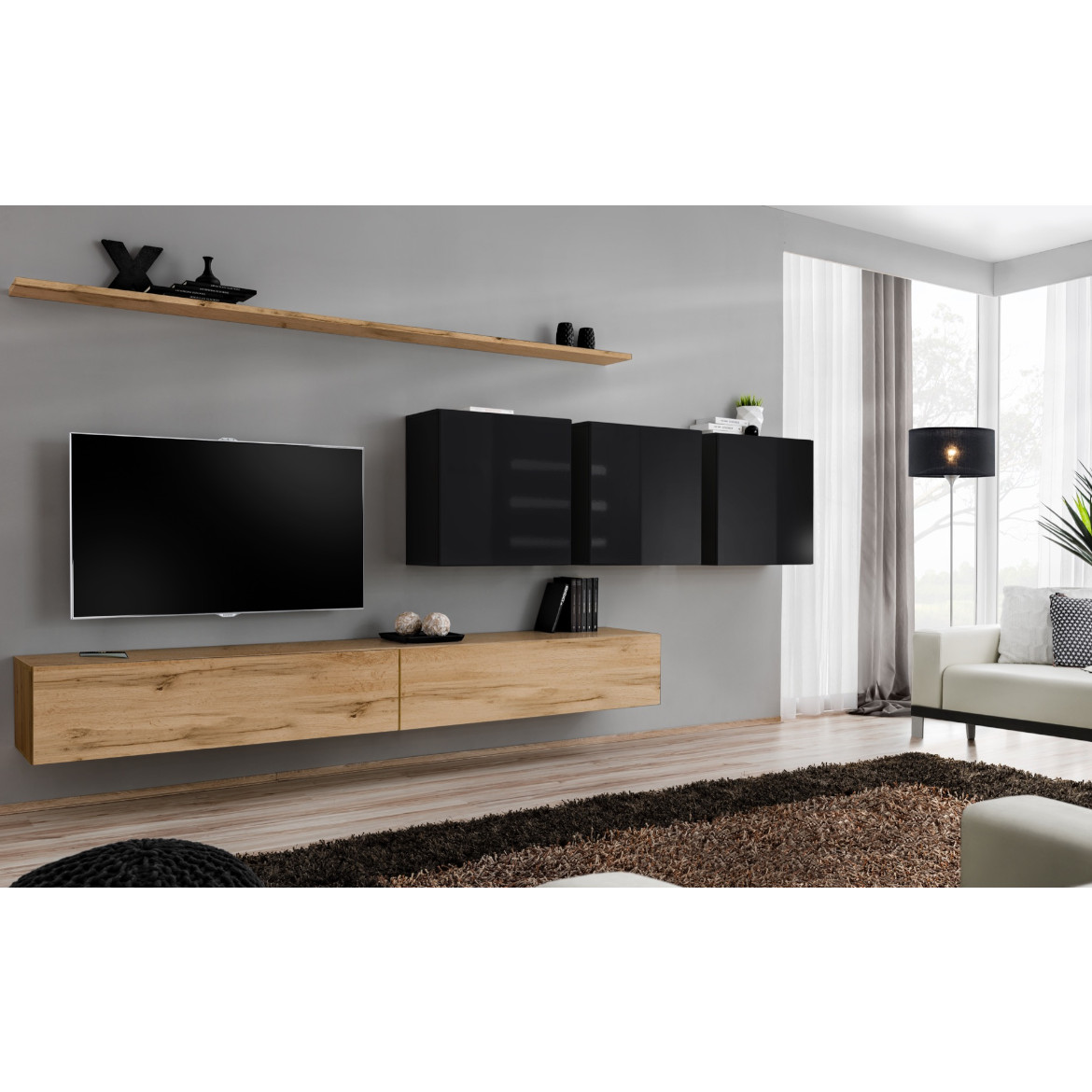 Regal  Switch VII 330x40x150 cm natur/crna